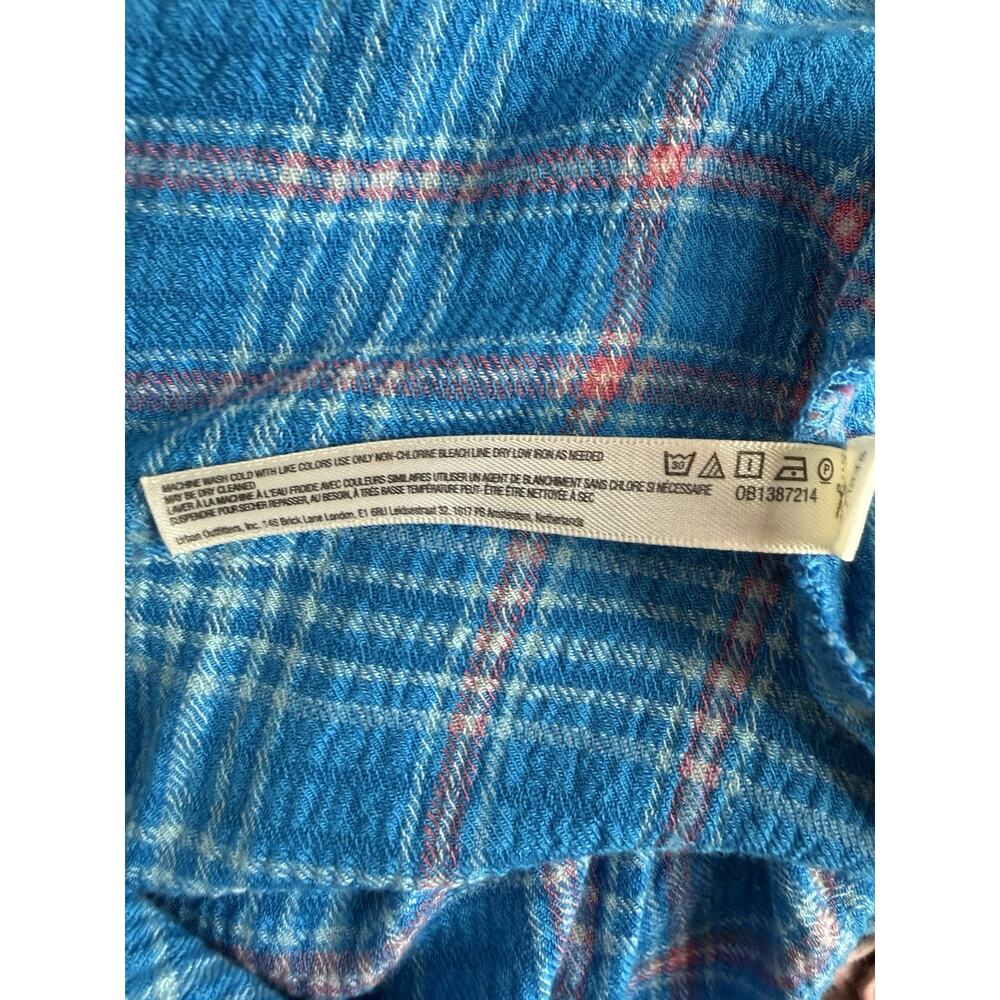 Free People Intimately Blue Plaid Long Sleeve PJ Top/Night Shirt Dress Large - Picture 12 of 12